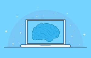 brain on a laptop screen