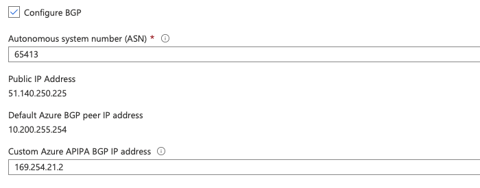 fig. 4, Azure VNG BGP configuration