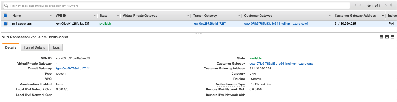 fig. 7, AWS VPN connection