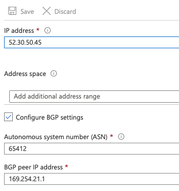 fig. 9, Azure Local Network Gateway configuration